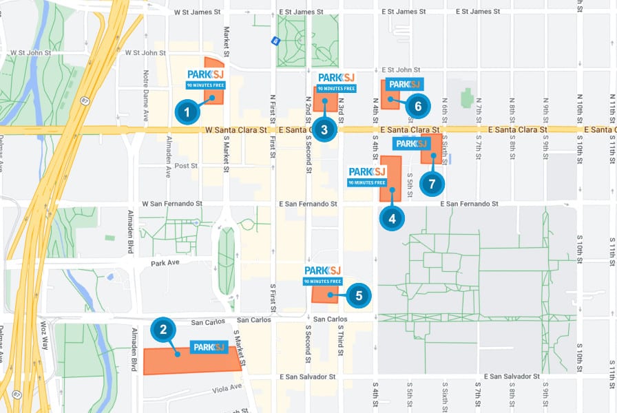 San Jose McEnery Convention Center parking map